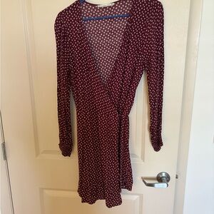 Abercrombie & Fitch Maroon Patterned Long Sleeve Dress